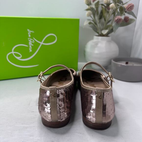 Sam Edelman Michaela Glamour Mary Jane Flats Gold Sequins Women's 10 Tried On - Picture 4 of 10